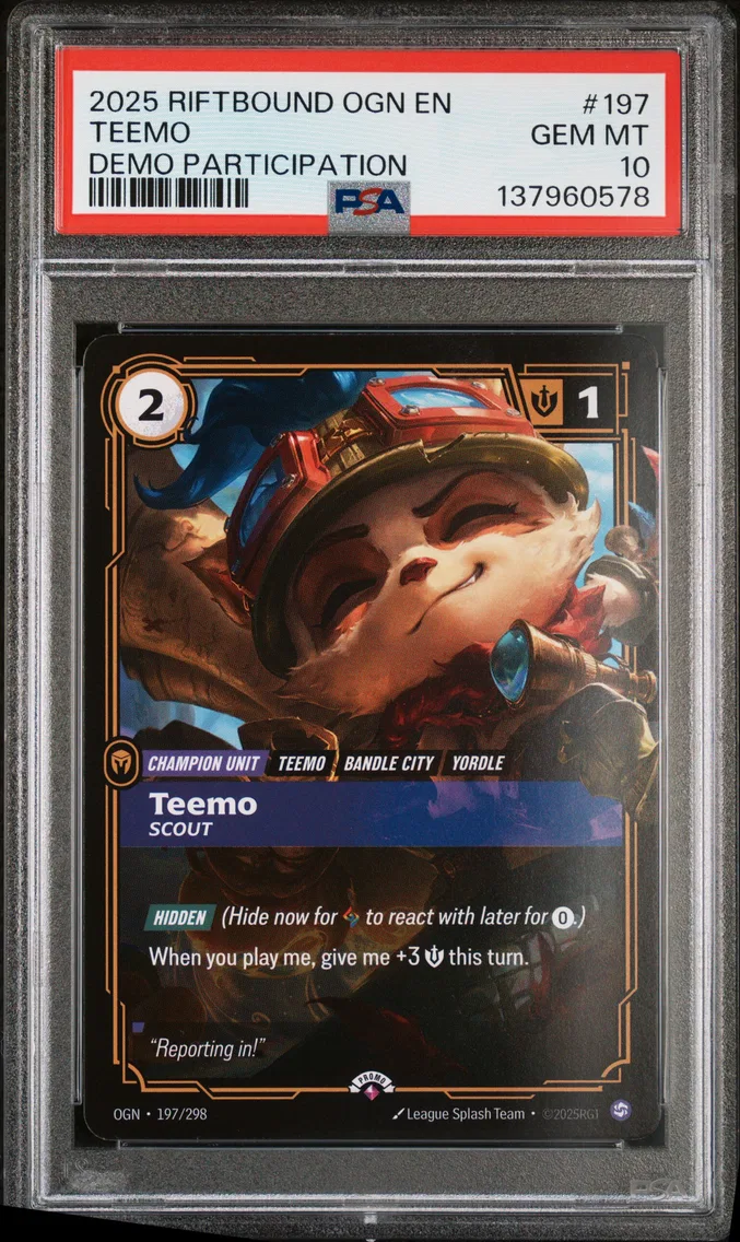 2025 #197 Teemo - Scout PSA 10 Riftbound: League of Legends Ogn-Origins