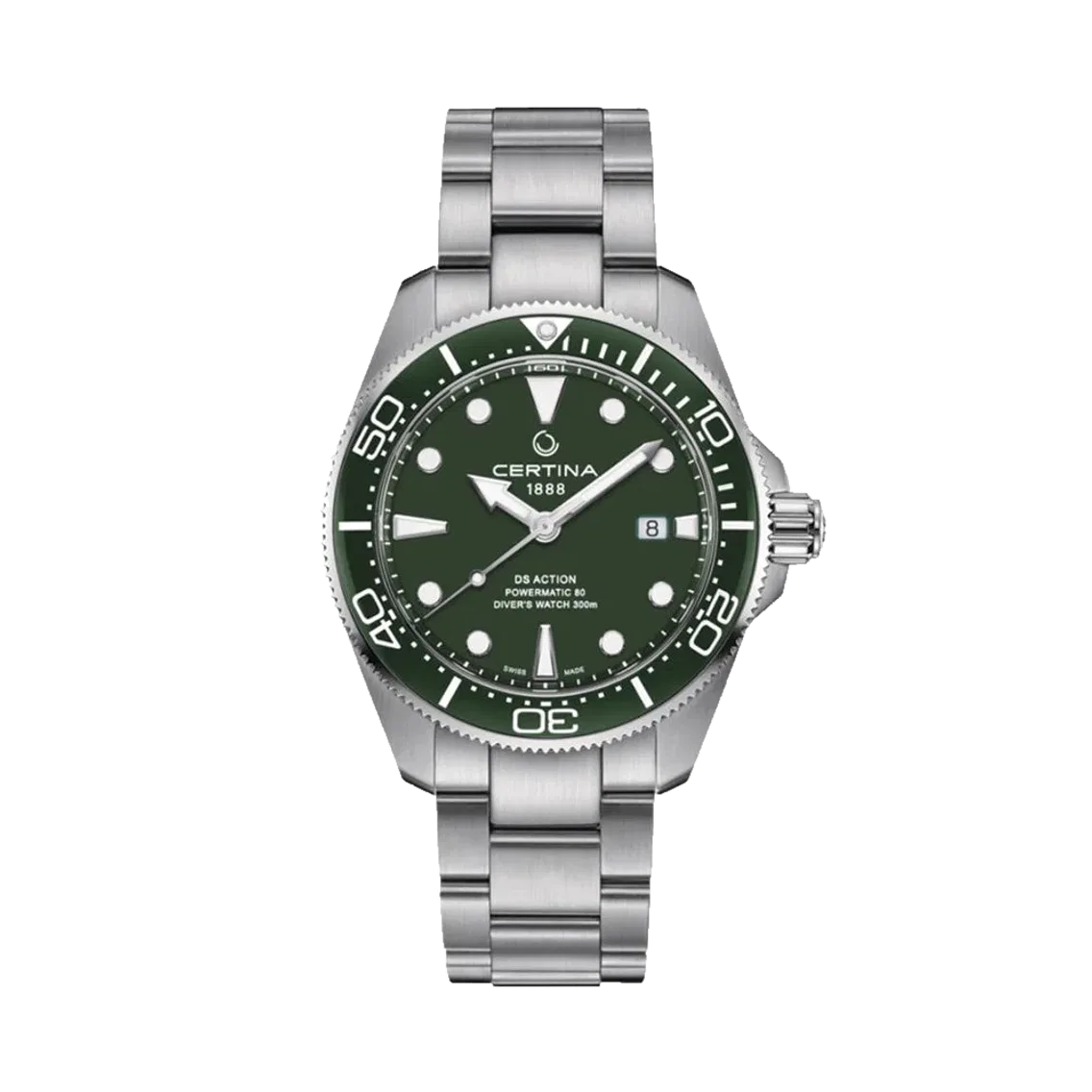 Certina DS Action Diver Powermatic 80 43mm - Green on Bracelet