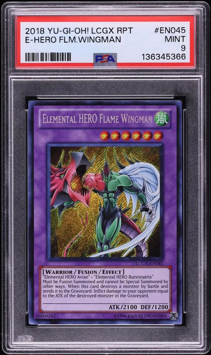 2018 #LCGX-EN045 E-Hero Flame Wingman PSA 9 Yu-Gi-Oh! LC2 Duel Academy Years Mega Pack Reprint