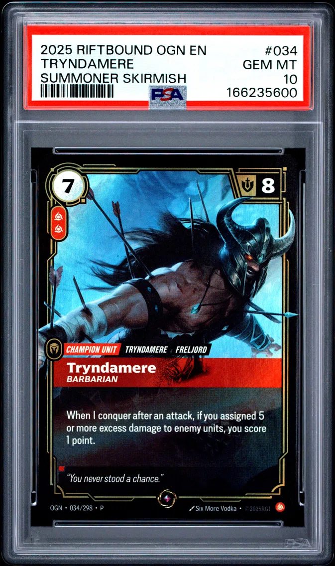 2025 #034 Tryndamere - Barbarian PSA 10 Riftbound: League of Legends Ogn-Origins
