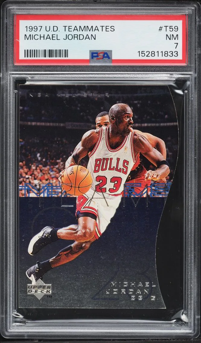 1997 Upper Deck Teammates Die-Cut Michael Jordan #T59 PSA 7 NRMT