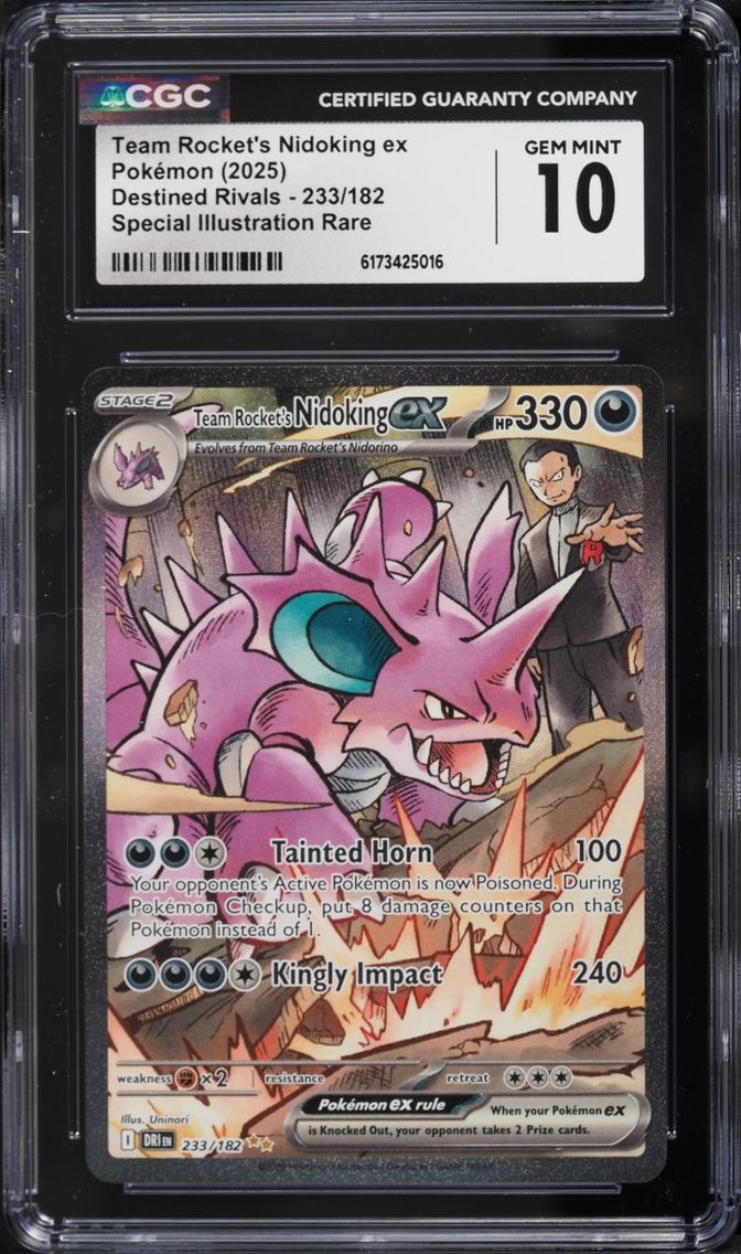 2025 Pokemon SV Destined Rivals SIR Team Rocket's Nidoking Ex #233 CGC 10 GEM MINT