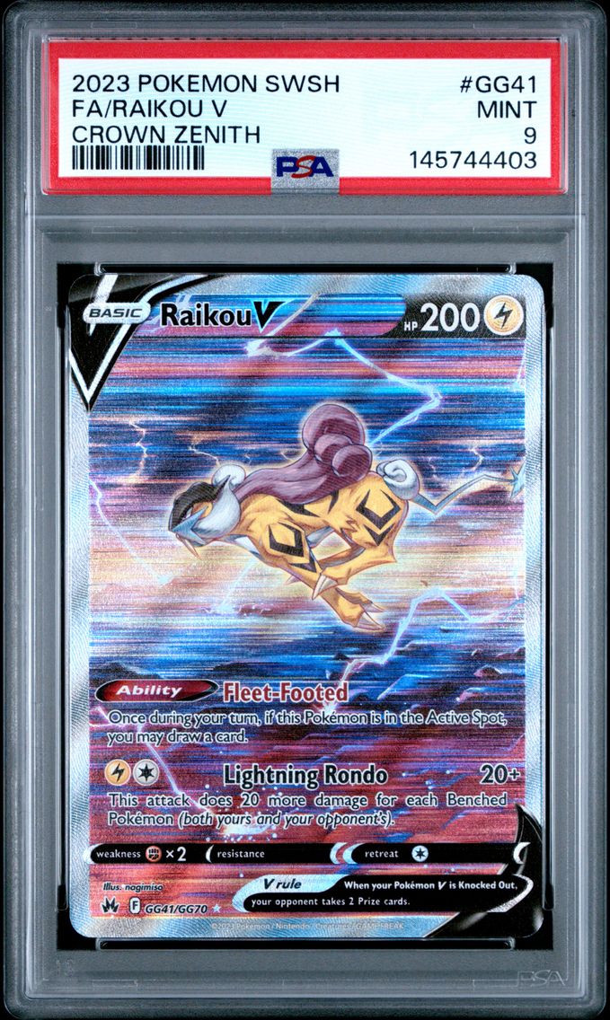 2023 #GG41 Full Art/Raikou V PSA 9 Sword and Shield Crown Zenith Pokemon