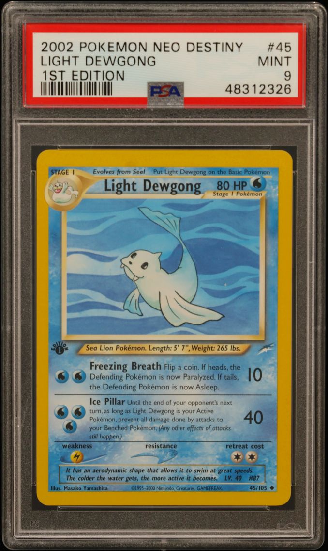 2002 #45 Light Dewgong PSA 9 1st Edition Pokemon Neo Destiny Pokemon