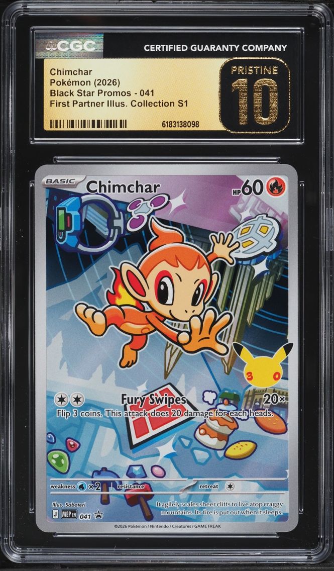 2026 #41 Chimchar CGC 10 Pokemon Mega Promo First Partner Illustration Full Art