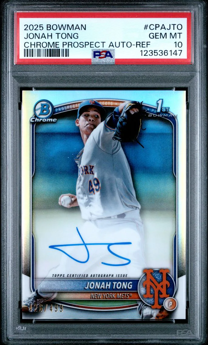 2025 #CPAJTO Jonah Tong PSA 10 Bowman Chrome Prospect Autographs