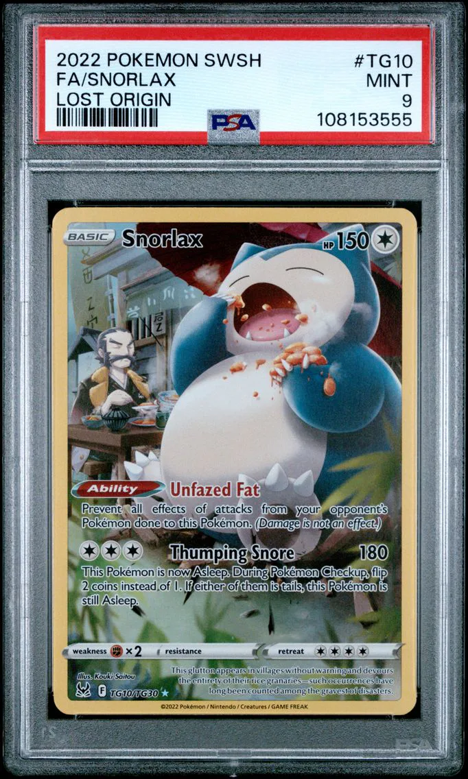 2022 #TG10 FULL ART/SNORLAX PSA 9 SWORD & SHIELD LOST ORIGIN POKEMON