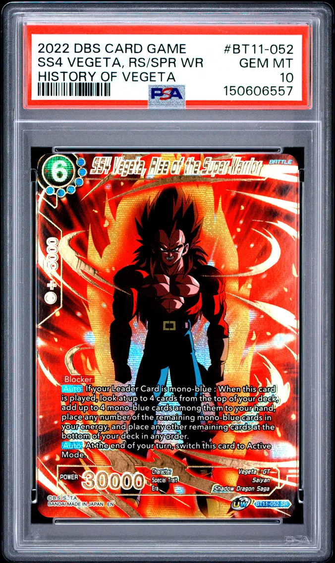 2022 #BT11-052 SS4 Vegeta, Rise of the Super Warrior PSA 10 Dragon Ball Super Card Game Theme Selection History of Vegeta