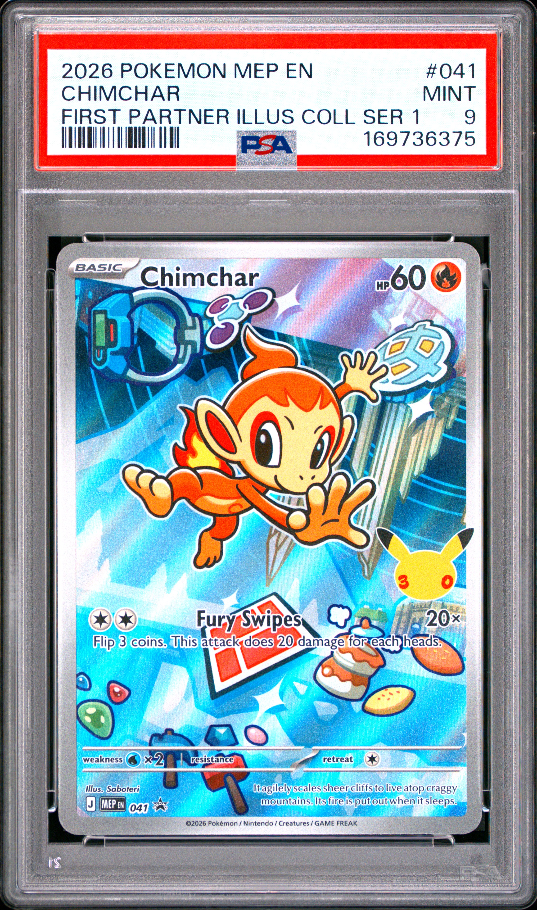 2026 #041 Chimchar PSA 9 Mep En-Me Black Star Promo