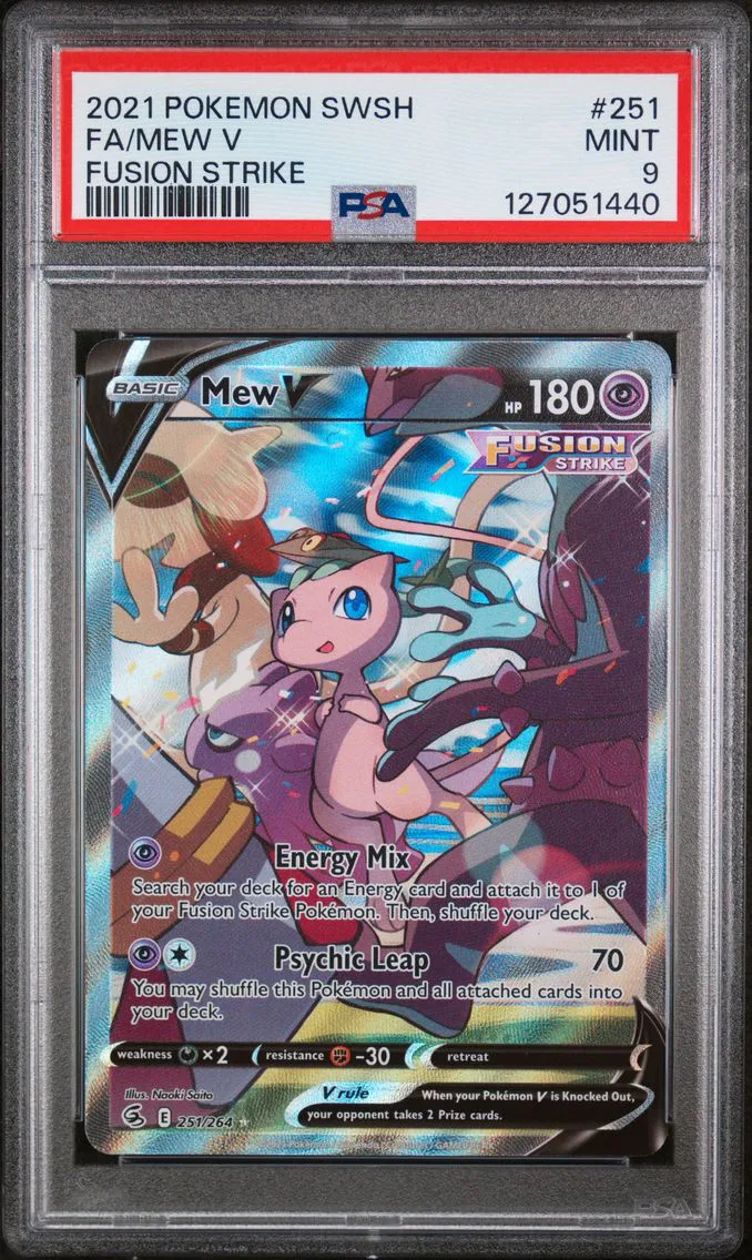 2021 #251 Full Art/Mew V PSA 9 Sword & Shield Fusion Strike Pokemon