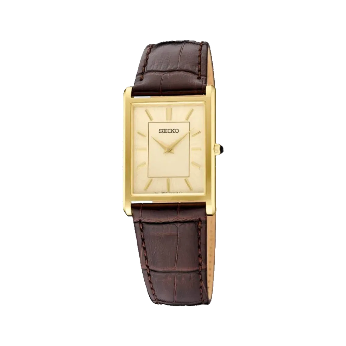 Seiko SWR106 Essentials Gold-Tone 39mm - Champagne on Leather Strap