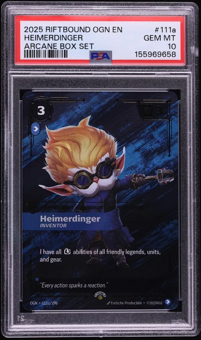 2025 #111a Riftbound: League Of Legends Ogn-Origins Arcane Box Set Heimerdinger GEM MINT PSA 10