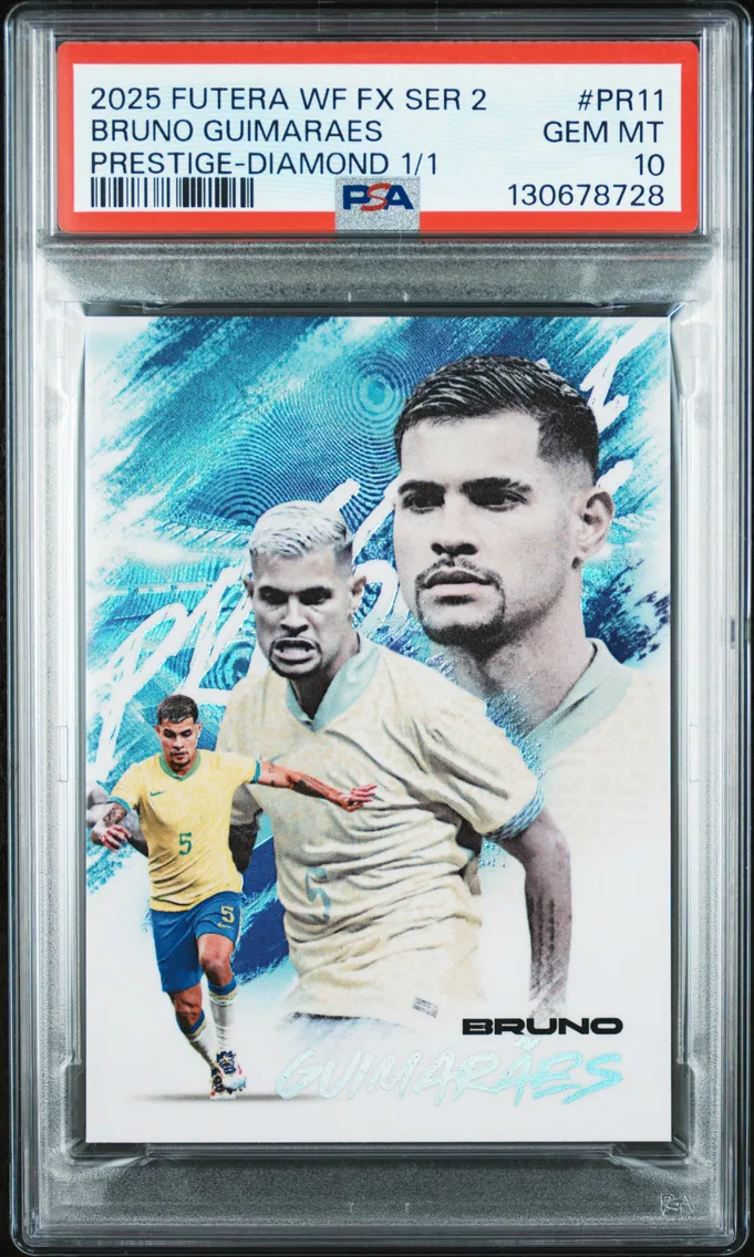 2025 #PR11 Bruno Guimaraes PSA 10 Futera World Football FX Series 2 Prestige