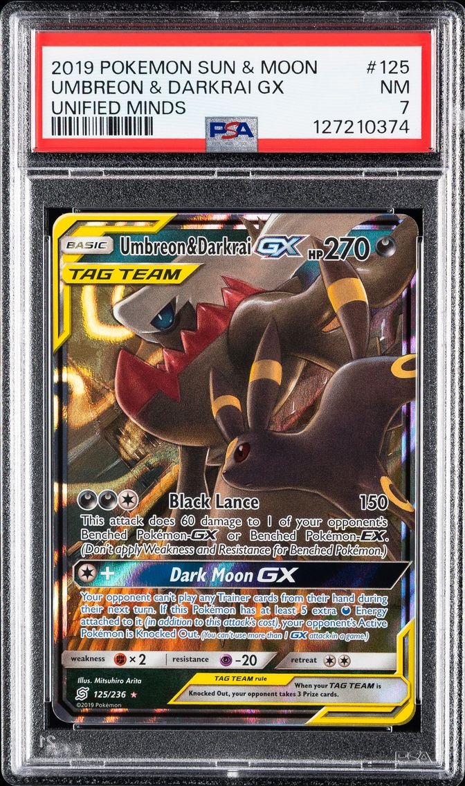 2019 #125 Umbreon & Darkrai GX PSA 7 Sun & Moon Unified Minds Pokemon