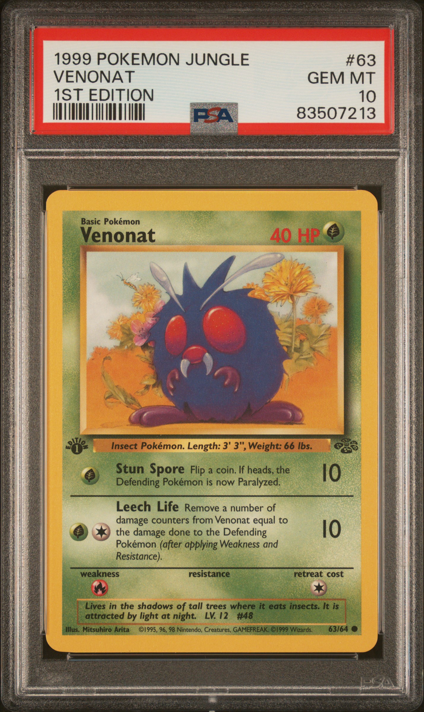 1999 #63 Venonat 1st Edition PSA 10 Jungle
