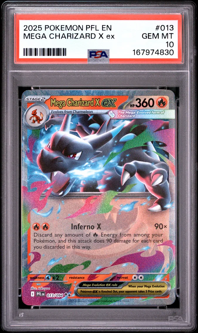 2025 #013 Mega Charizard X EX PSA 10 Pfl EN-Phantasmal Flames