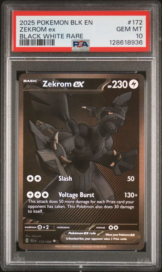 2025 #172 Zekrom EX PSA 10 Blk EN-Black Bolt