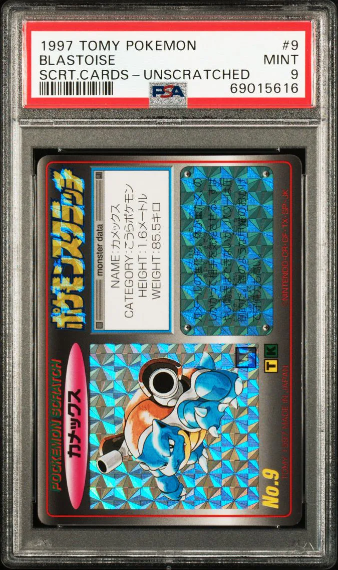 1997 #9 Blastoise PSA 9 Tomy Scratch Cards