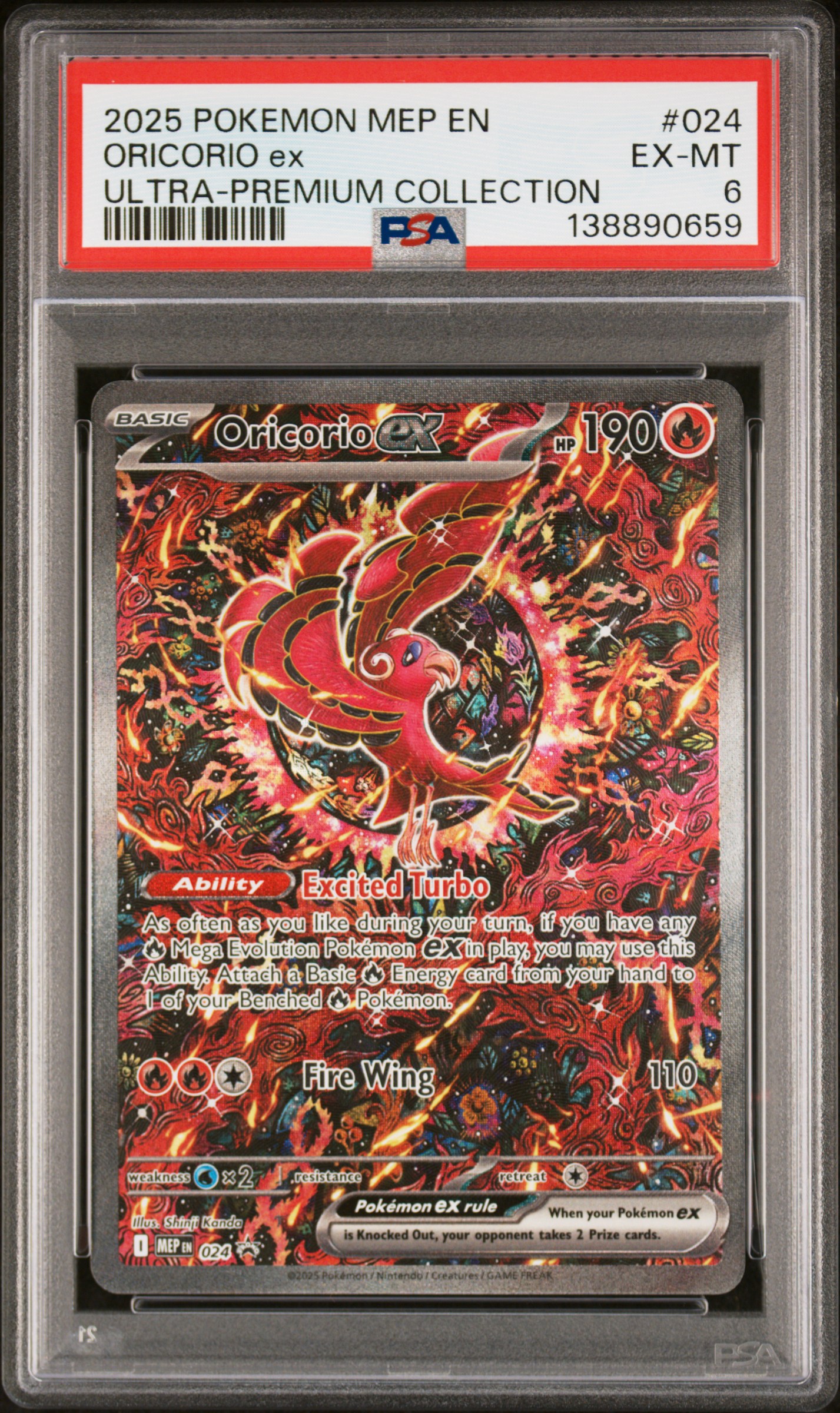 2025 #024 Oricorio EX PSA 6 Mep EN-Me Black Star Promo — Pokemon Mep EN-Me Black Star Promo