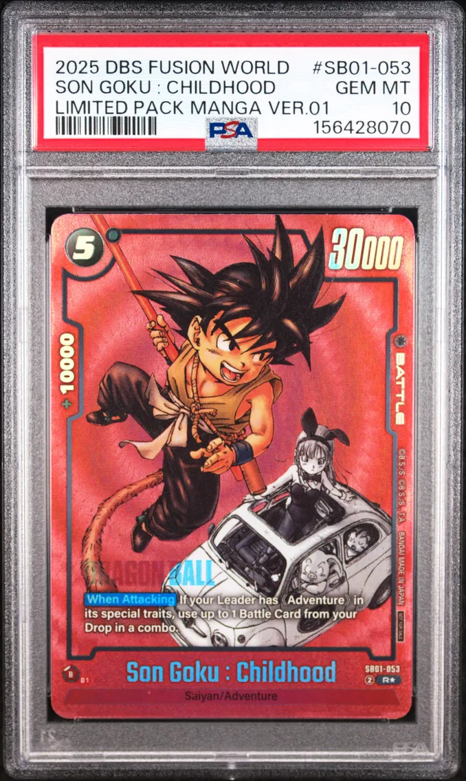 2025 #SB01-053 Son Goku : Childhood PSA 10 Dragon Ball Super Card Game Fusion World Limited Pack Manga Version 01