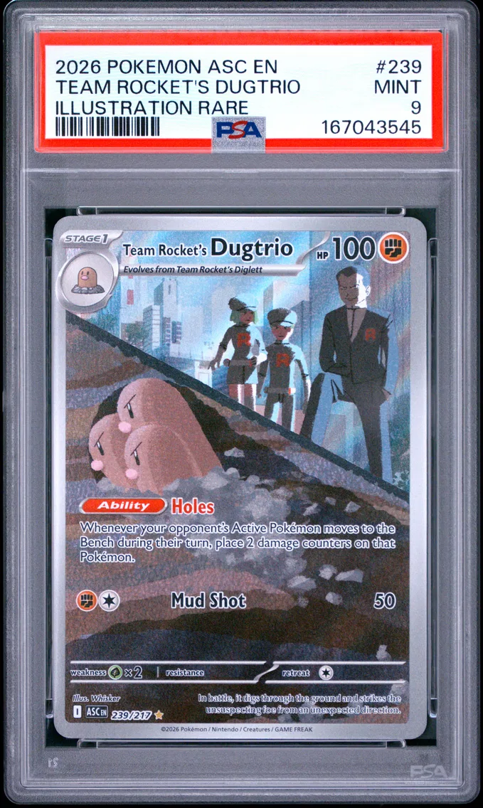 2026 #239 Team Rocket's Dugtrio PSA 9 Asc EN-Ascended Heroes