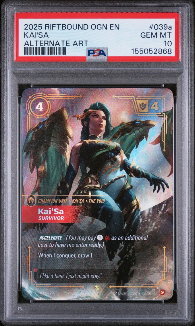 2025 #039a Kai'SA - Survivor PSA 10 Riftbound: League of Legends Ogn-Origins