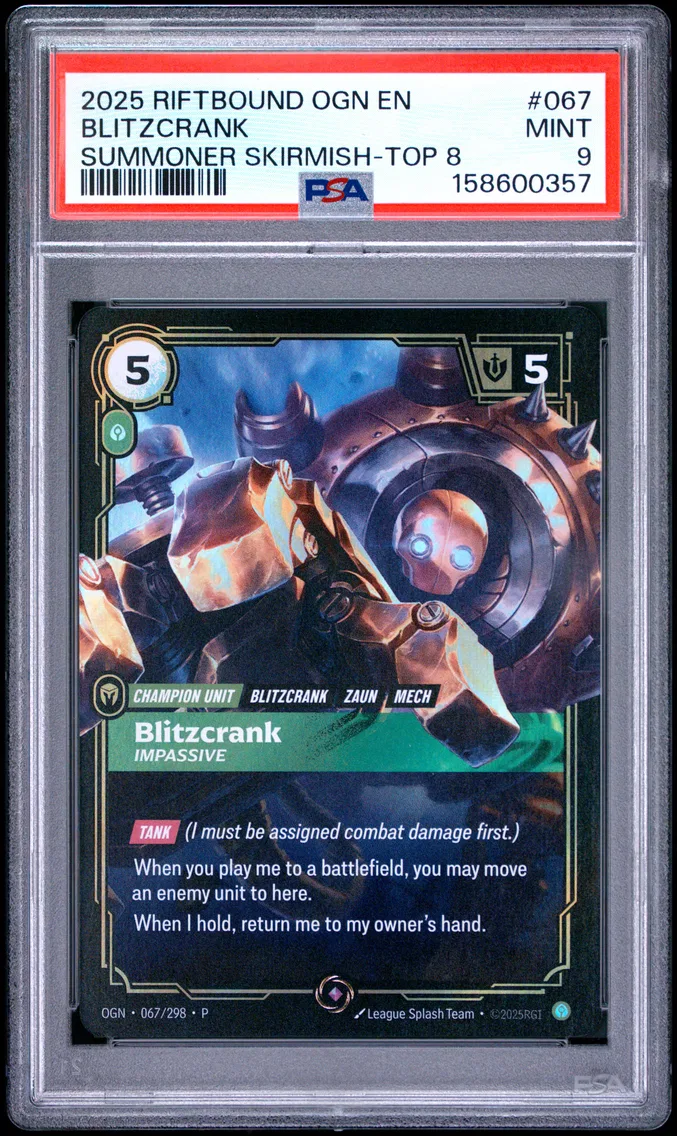 2025 #067 Blitzcrank - Impassive PSA 9 Riftbound: League of Legends Ogn-Origins