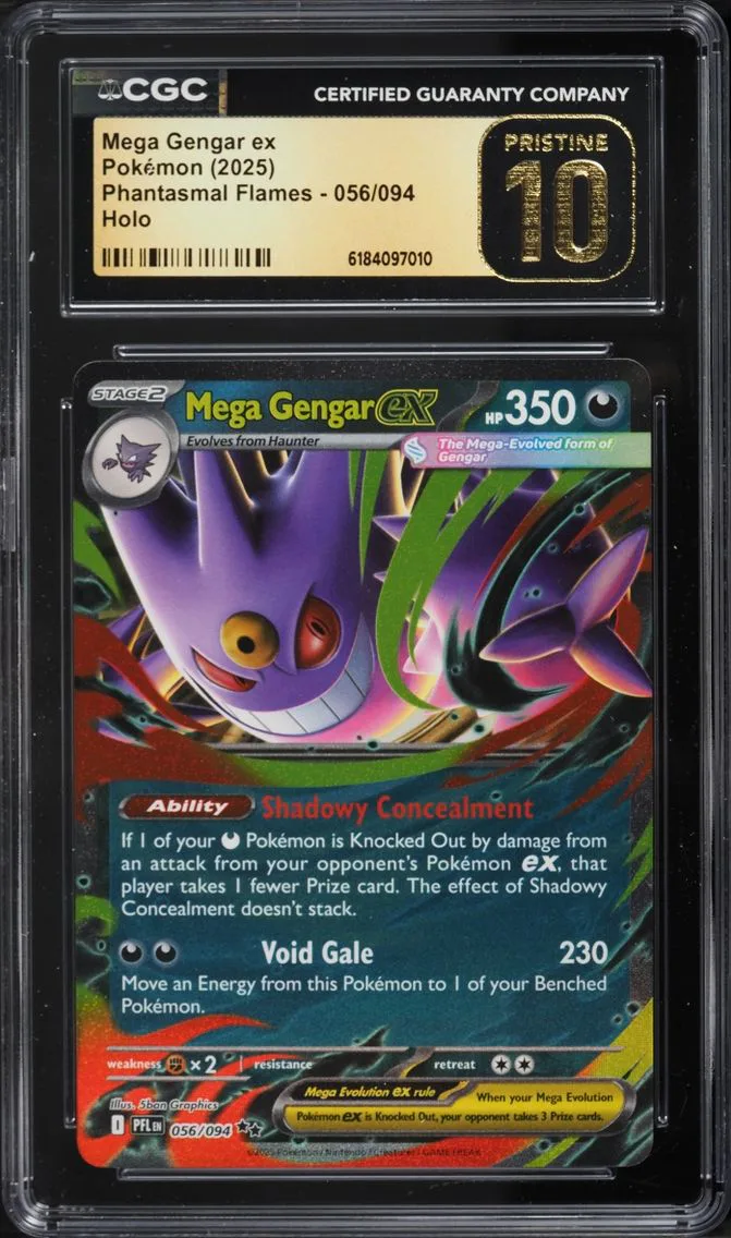 2025 #56 Mega Gengar EX CGC 10 Pokemon Mega Evolution Phantasmal Flames Holo