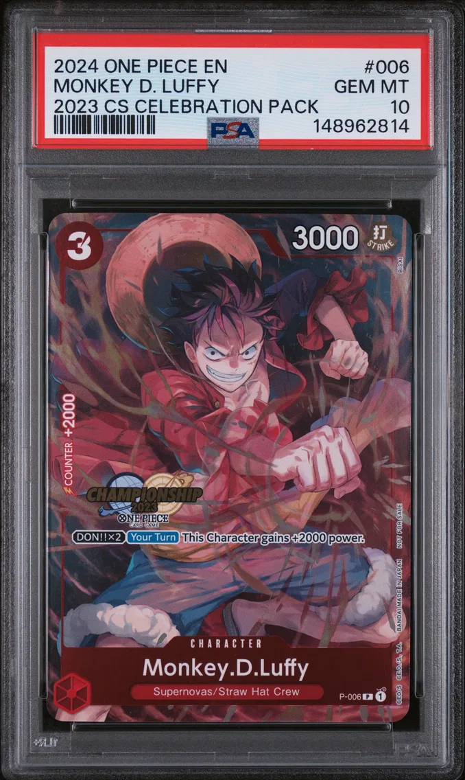 2024 #006 Monkey D. Luffy PSA 10 One Piece Championship 2023 Celebration Pack