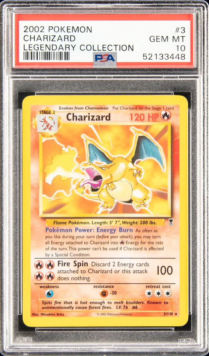 2002 #3 CHARIZARD PSA 10 POKEMON LEGENDARY COLLECTION