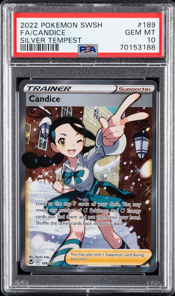 2022 #189 Full Art/Candice PSA 10 Sword & Shield Silver Tempest Pokemon