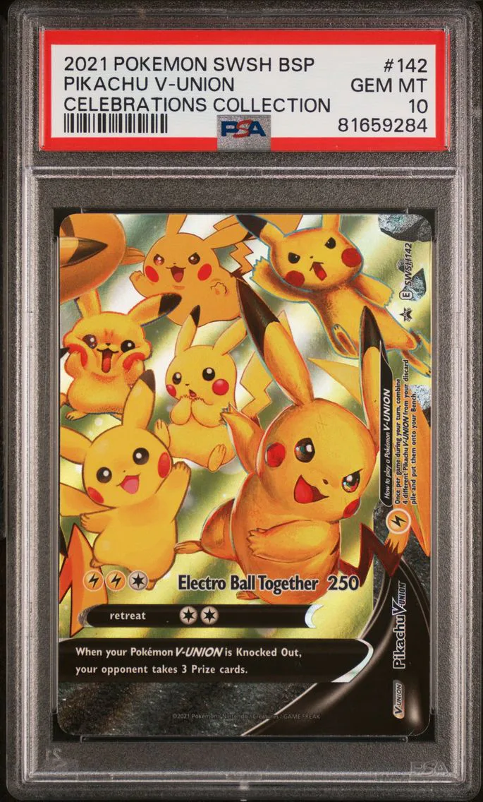 2021 #142 Pikachu V-Union PSA 10 Swsh Black Star Promo Pokemon