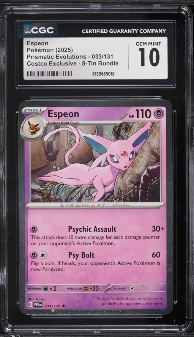2025 Pokemon Scarlet & Violet Prismatic Evolutions Costco Exclusive Espeon #33 CGC 10 GEM MINT
