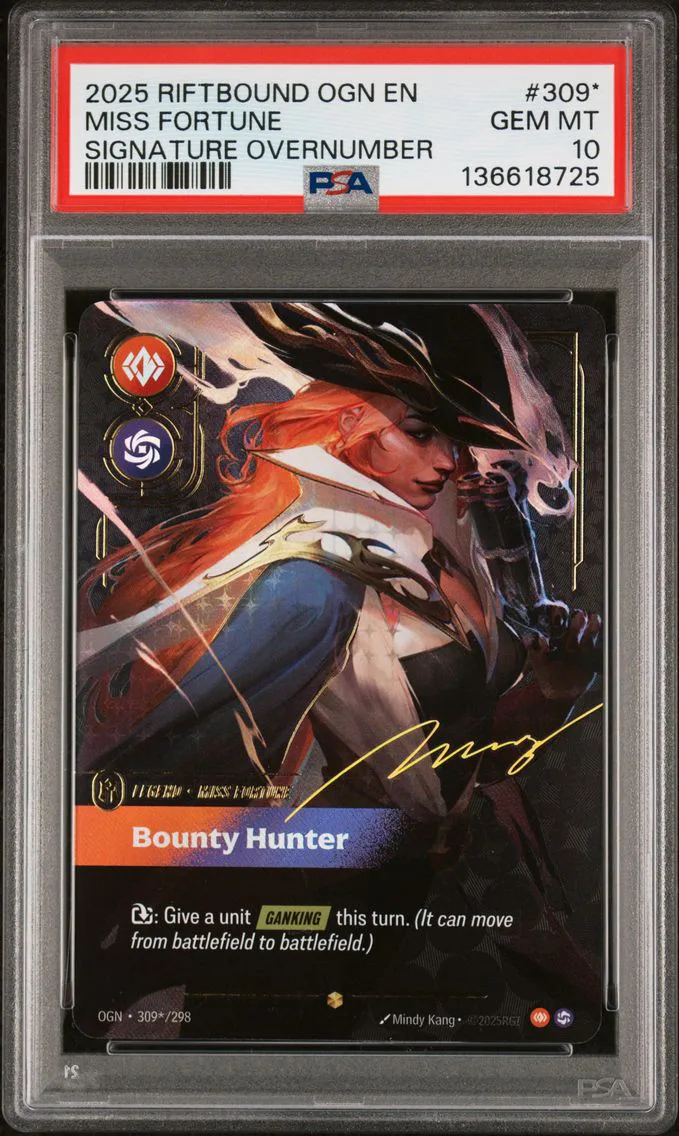 2025 #309* Miss Fortune - Bounty Hunter PSA 10 Riftbound: League of Legends Ogn-Origins