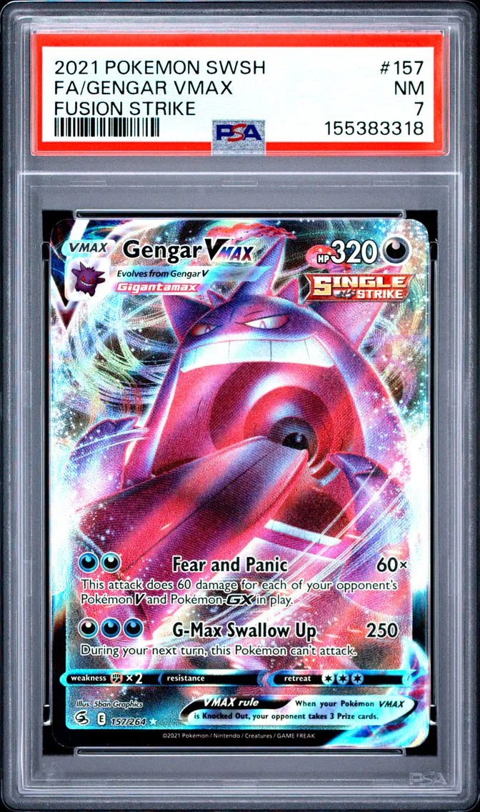 2021 #157 FA/GENGAR VMAX PSA 7 Sword & Shield Fusion Strike