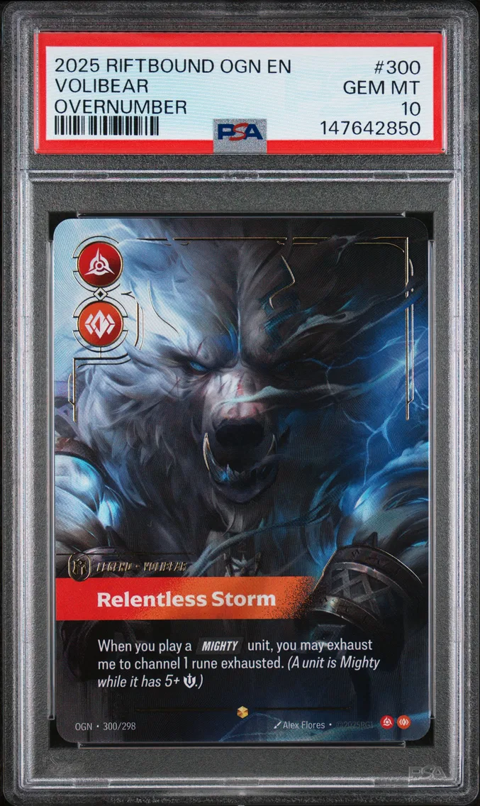 2025 #300 Volibear - Relentless Storm PSA 10 Riftbound: League of Legends Ogn-Origins