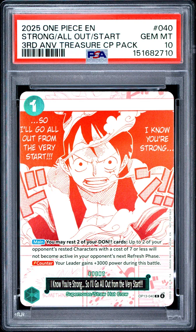 2025 #040 I Know You're Strong... So I'll Go All Out From the Very Start!!! PSA 10 One Piece 3rd Anniversary! One Piece Card Treasure Campaign Pack