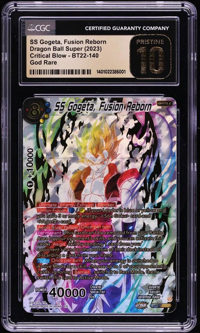 2023 #BT22-140 SS Gogeta, Fusion Reborn CGC 10 Dragon Ball Super Critical Blow