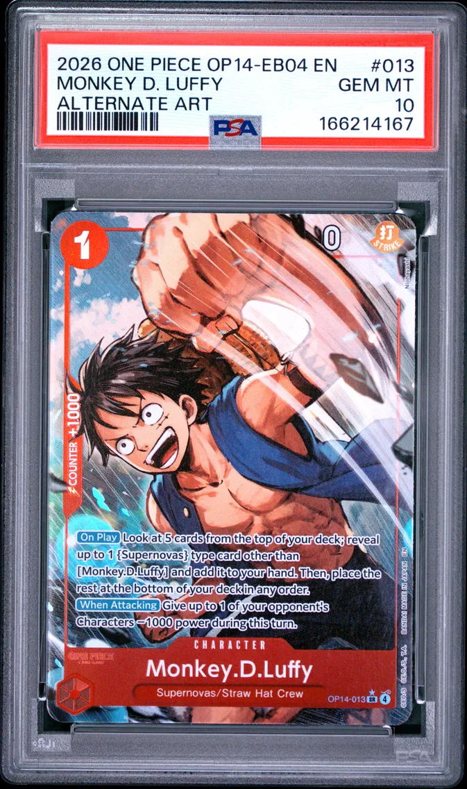 2026 #013 Monkey D. Luffy PSA 10 One Piece OP14-EB04-the Azure Sea's Seven