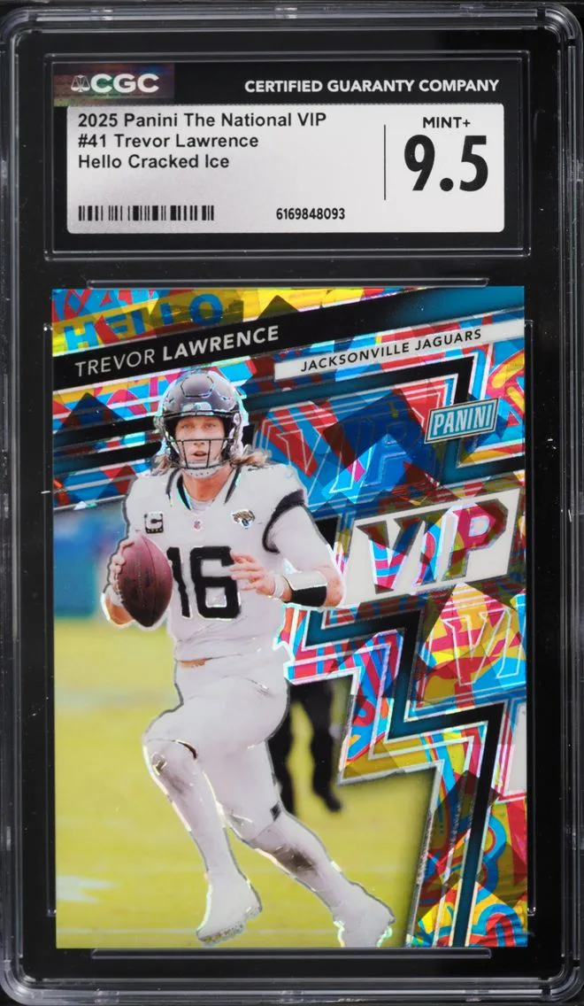 2025 Panini The National VIP Hello Cracked Ice Trevor Lawrence /45 #41 CGC 9.5 MINT+