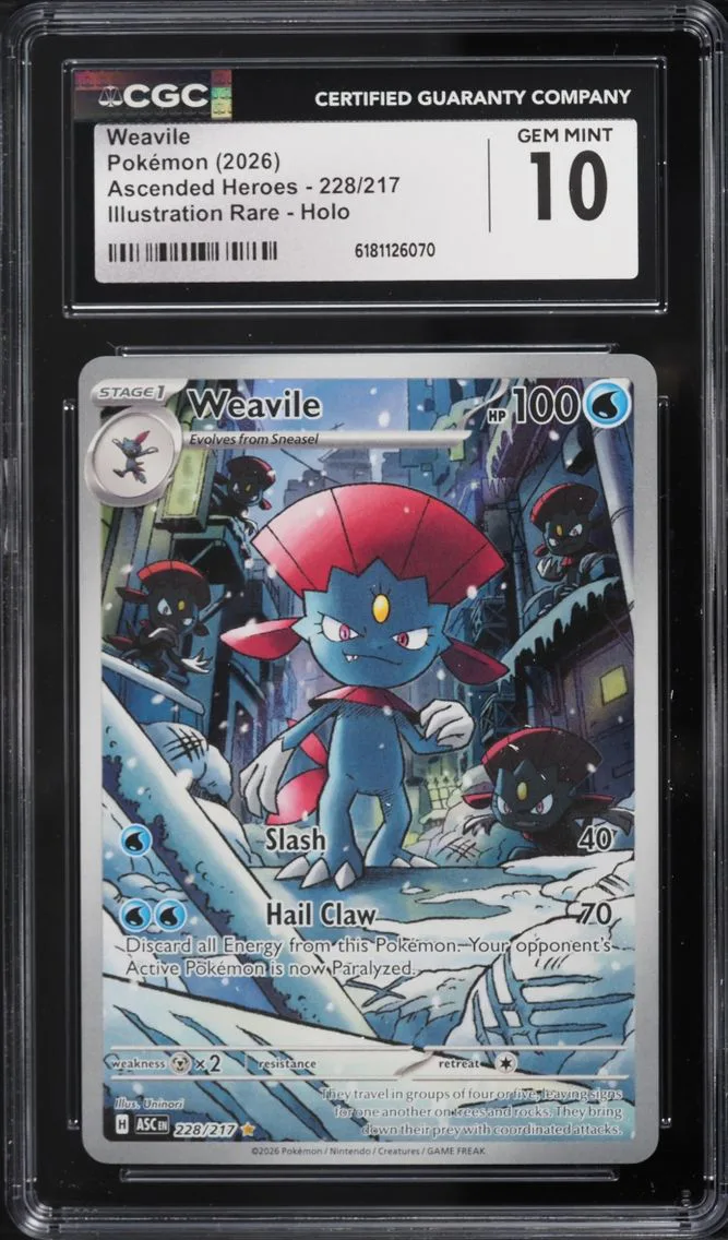 2026 Pokemon Mega Evolution Ascended Heroes IR Weavile #228 CGC 10 GEM MINT