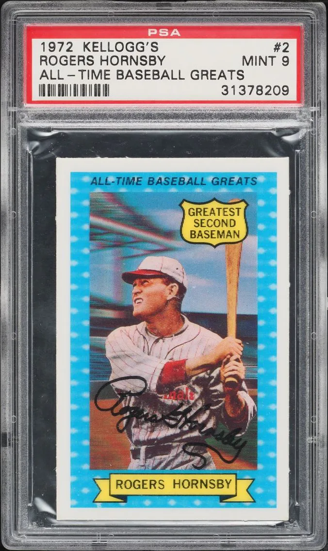 1972 #2 Rogers Hornsby PSA 9 Kellogg's All-Time Baseball Greats