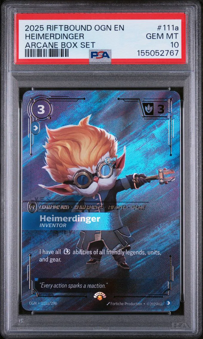 2025 #111a Heimerdinger - Inventor PSA 10 Riftbound: League of Legends Ogn-Origins