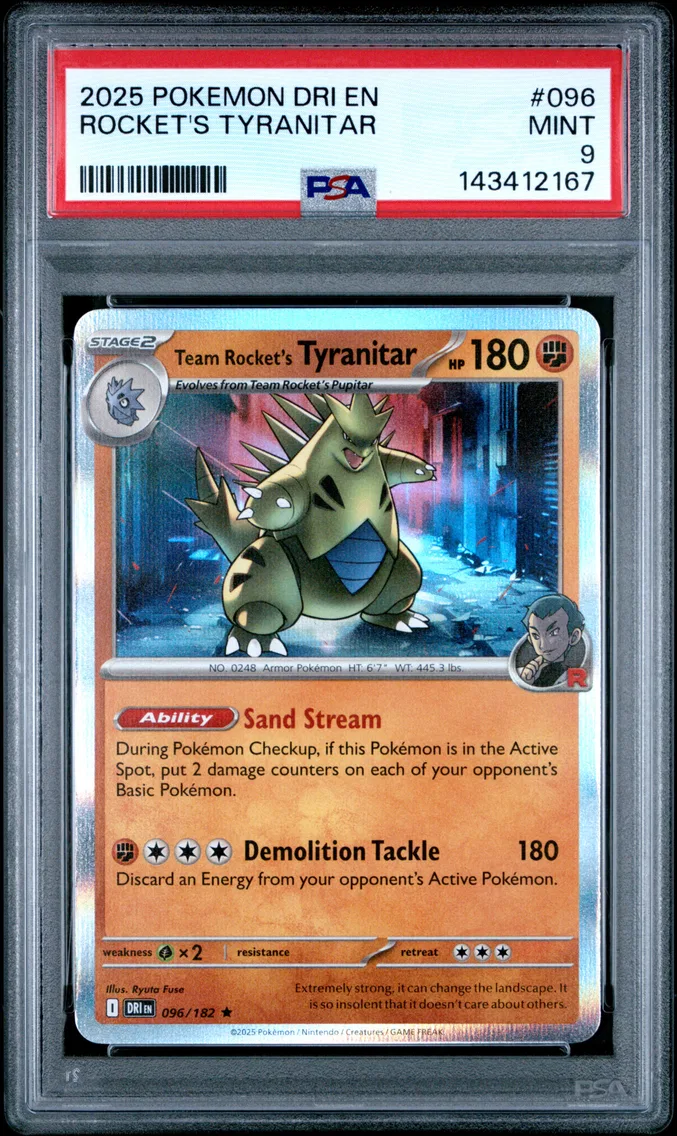 2025 #096 Team Rocket's Tyranitar PSA 9 Dri EN-Destined Rivals