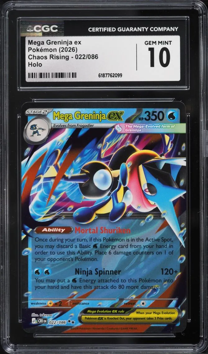 2026 #22 Mega Greninja ex CGC 10 Pokemon Mega Evolution Chaos Rising Holo
