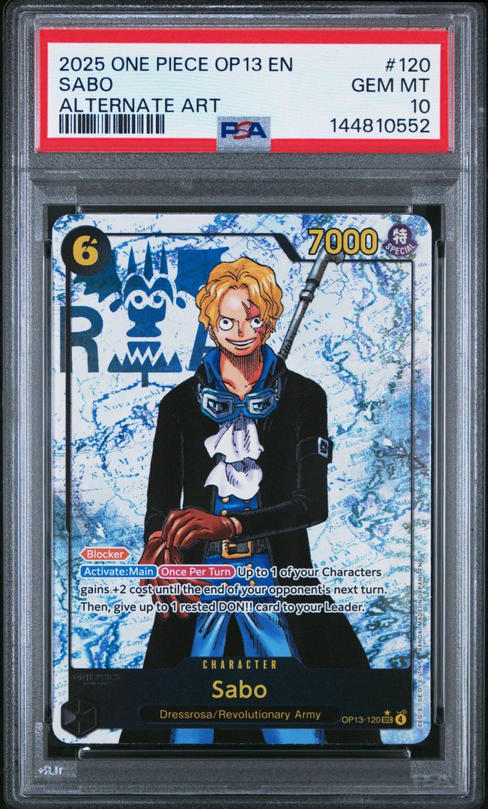 2025 #120 Sabo PSA 10 One Piece OP13-Carrying on His Will