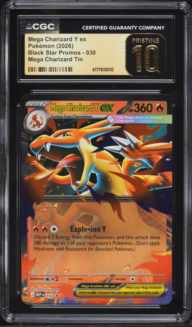 2026 Pokemon Mega Evolution Black Star Promo Tin Mega Charizard Y ex #30 CGC 10 PRISTINE