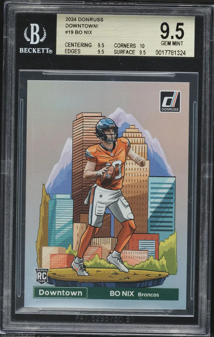 2024 #19 Bo Nix BGS 9.5 Panini Donruss Downtown! Football