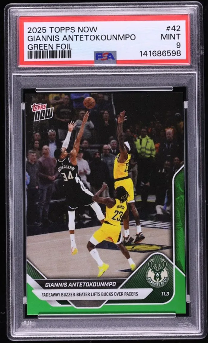 2025 Topps Now Green Foil Giannis Antetokounmpo /99 #42 PSA 9 MINT