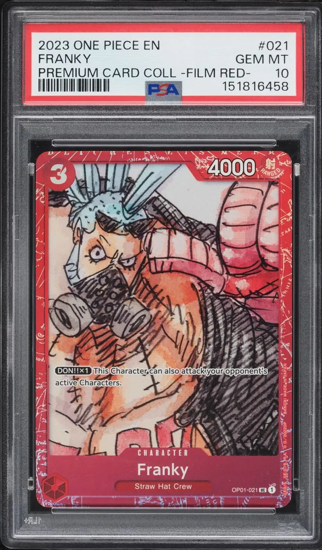 2023 #OP01-021 Franky PSA 10 One Piece Premium Card Collection Film Red